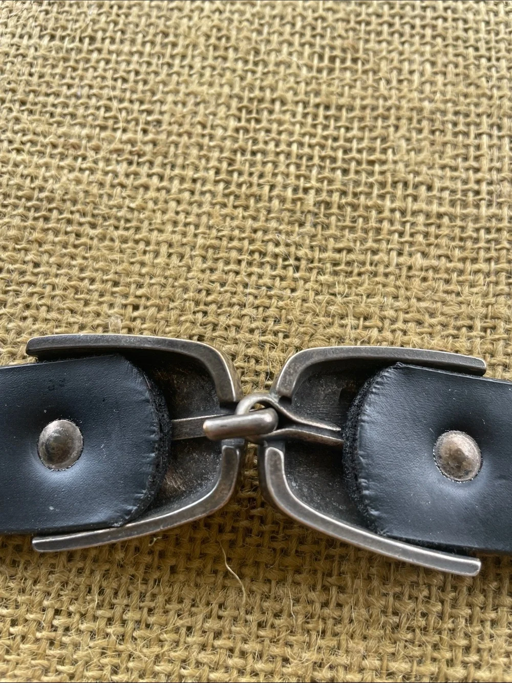 Chico's Black Braided Belt with Floral Engraved Silver-Tone Buckle